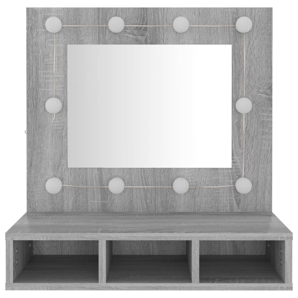 Peilikaappi LED-valoilla harmaa Sonoma 60x31,5x62 cm - Sisustajankoti.fi