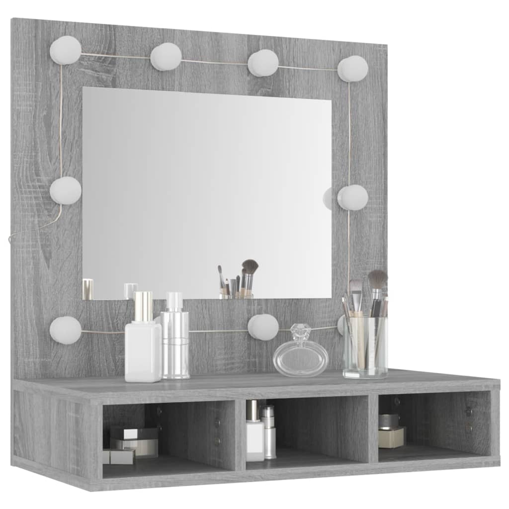 Peilikaappi LED-valoilla harmaa Sonoma 60x31,5x62 cm - Sisustajankoti.fi