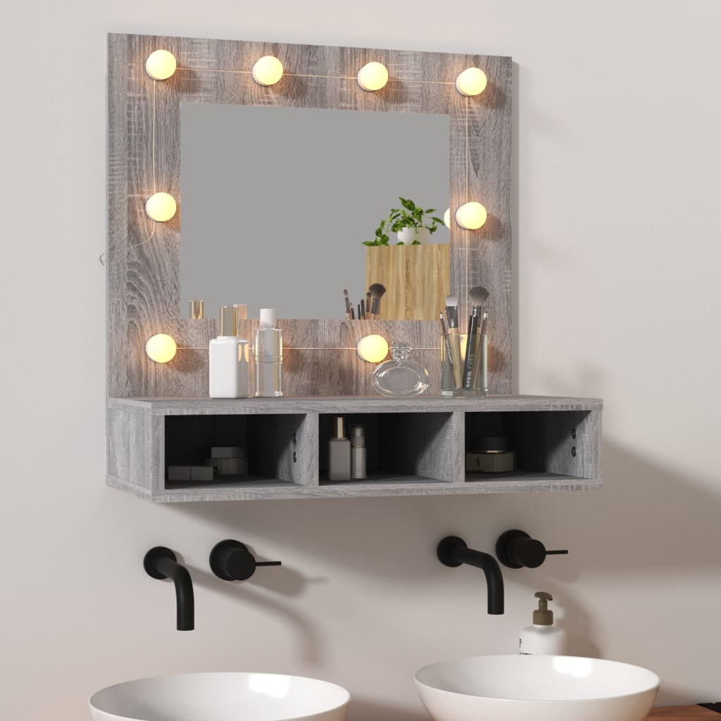 Peilikaappi LED-valoilla harmaa Sonoma 60x31,5x62 cm - Sisustajankoti.fi