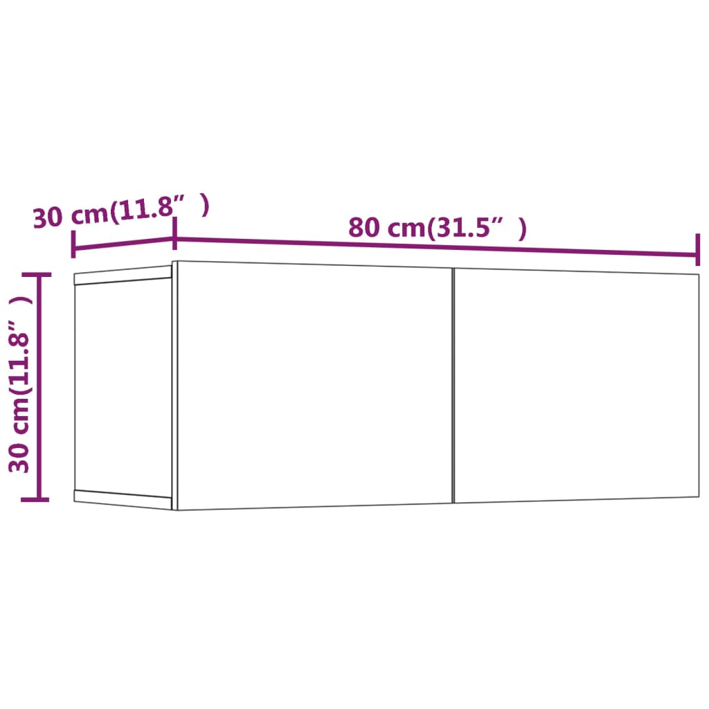 TV-tasot 2 kpl savutammi 80x30x30 cm tekninen puu - Sisustajankoti.fi