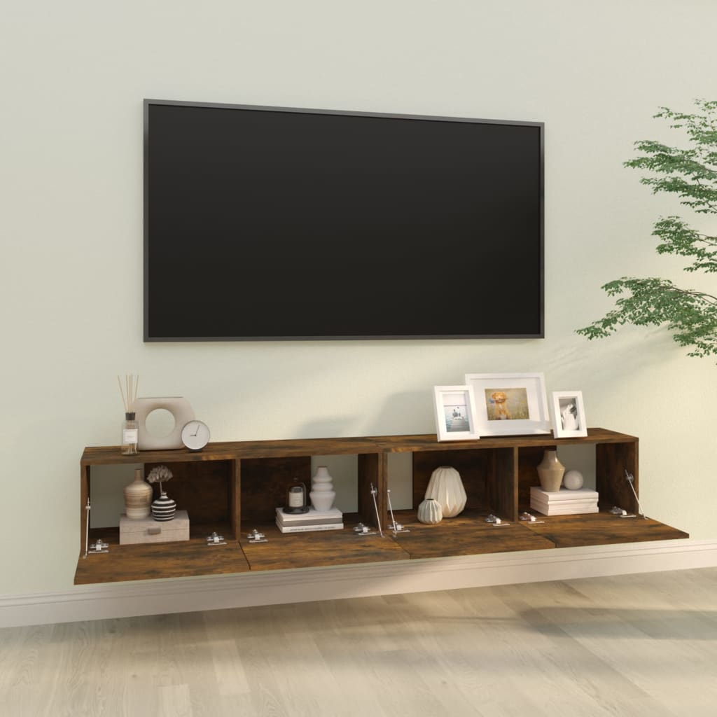 TV-seinäkaapit 2 kpl savutammi 100x30x30 cm tekninen puu - Sisustajankoti.fi