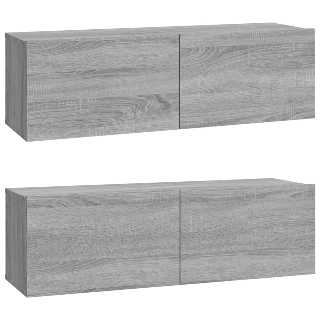 TV-seinäkaapit 2 kpl harmaa Sonoma 100x30x30 cm tekninen puu - Sisustajankoti.fi