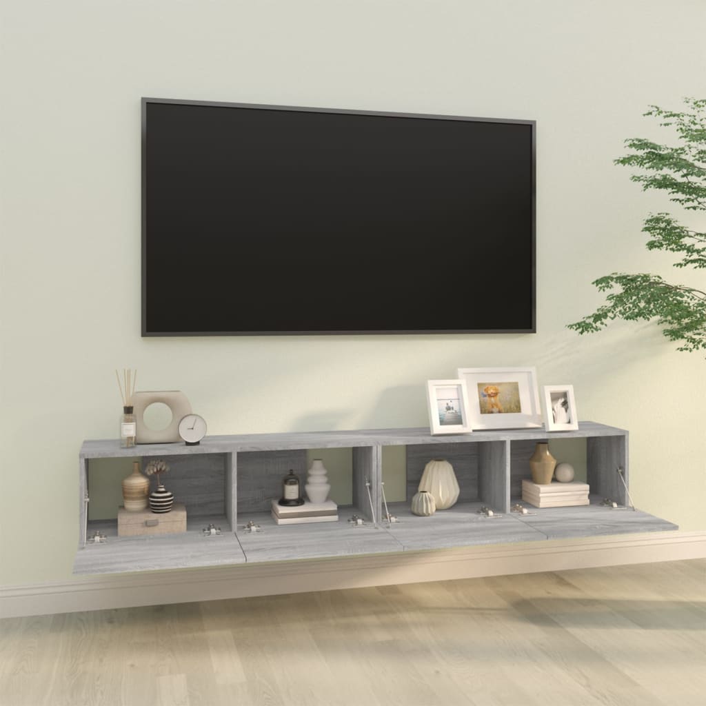 TV-seinäkaapit 2 kpl harmaa Sonoma 100x30x30 cm tekninen puu - Sisustajankoti.fi
