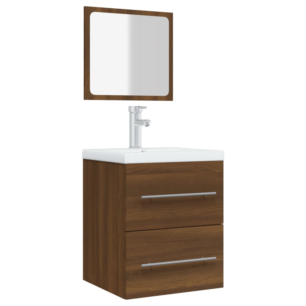 Kylpyhuoneen kaappi peilillä ruskea tammi 41x38,5x48 cm - Sisustajankoti.fi