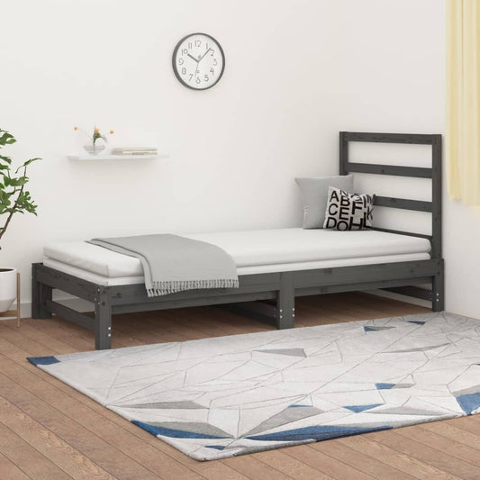 Sohvasänky ulosvedettävä harmaa 2x (90x200) cm täysi mänty - Sisustajankoti.fi