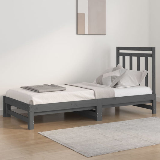 Sohvasänky ulosvedettävä harmaa 2x (90x200) cm täysi mänty - Sisustajankoti.fi