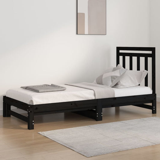 Sohvasänky ulosvedettävä musta 2x (90x200) cm täysi mänty - Sisustajankoti.fi