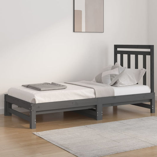 Sohvasänky ulosvedettävä harmaa 2x (90x190) cm täysi mänty - Sisustajankoti.fi