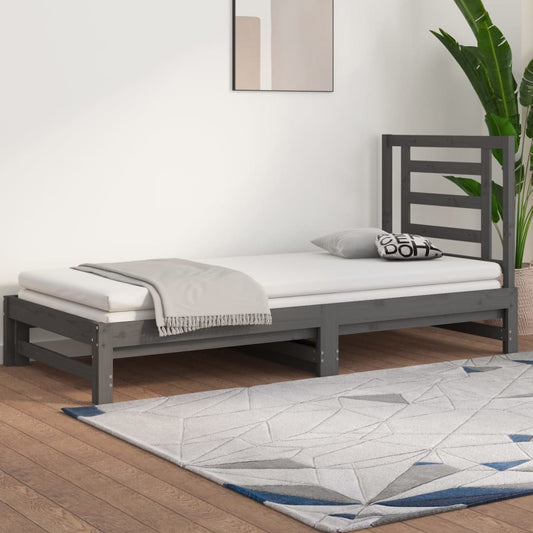 Sohvasänky ulosvedettävä harmaa 2x (90x200) cm täysi mänty - Sisustajankoti.fi