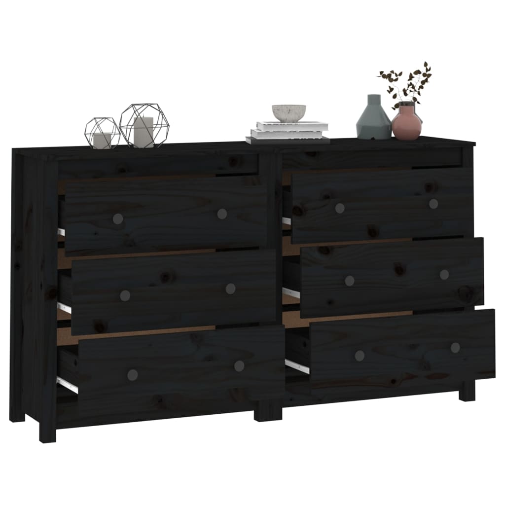 Senkki musta 140x35x80 cm täysi mänty - Sisustajankoti.fi