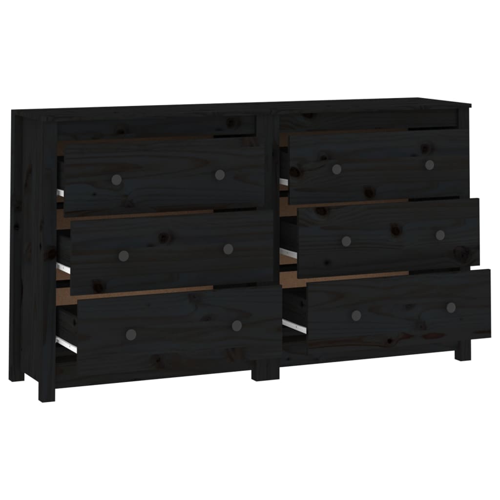Senkki musta 140x35x80 cm täysi mänty - Sisustajankoti.fi