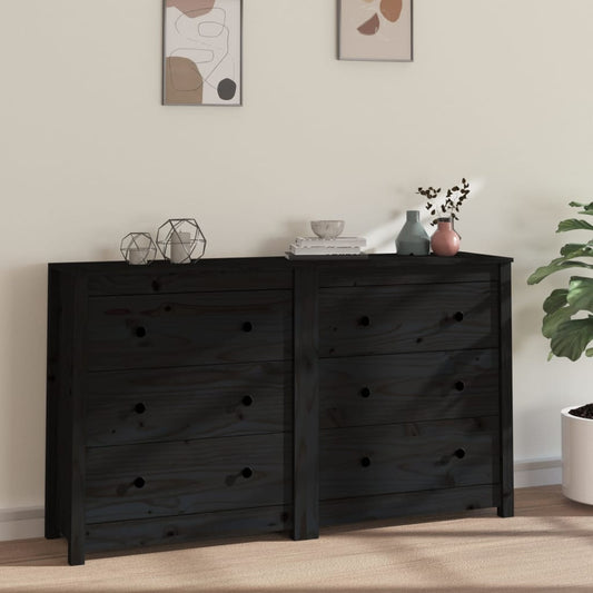 Senkki musta 140x35x80 cm täysi mänty - Sisustajankoti.fi