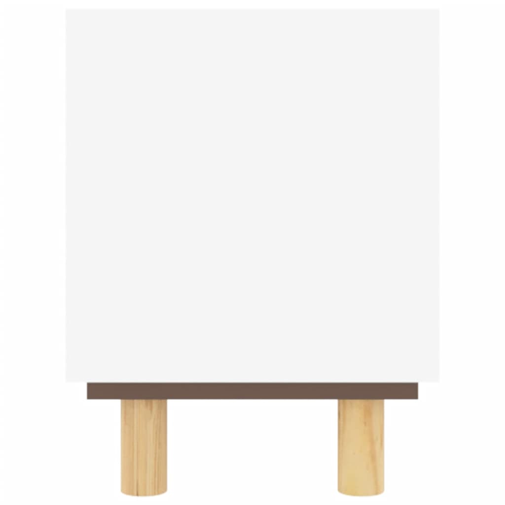 TV-taso valkoinen 80x30x40 cm täysi mänty ja luonnonrottinki - Sisustajankoti.fi