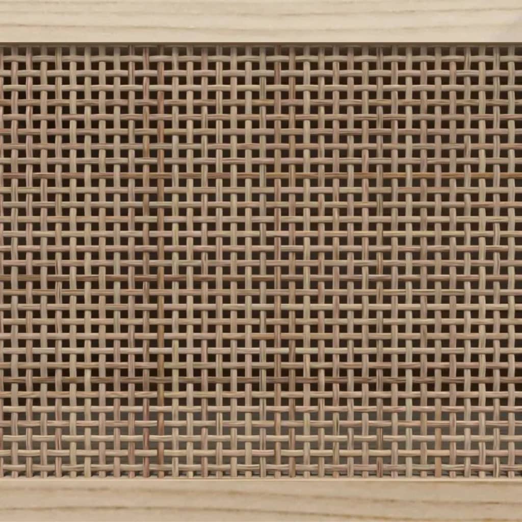 TV-taso valkoinen 80x30x40 cm täysi mänty ja luonnonrottinki - Sisustajankoti.fi