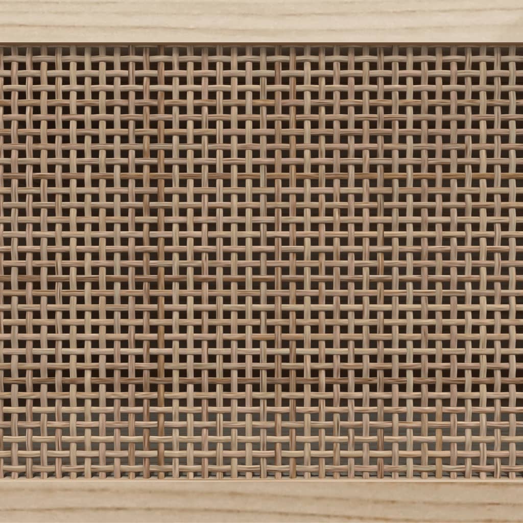 TV-taso musta 105x30x40 cm täysi mänty ja luonnonrottinki - Sisustajankoti.fi