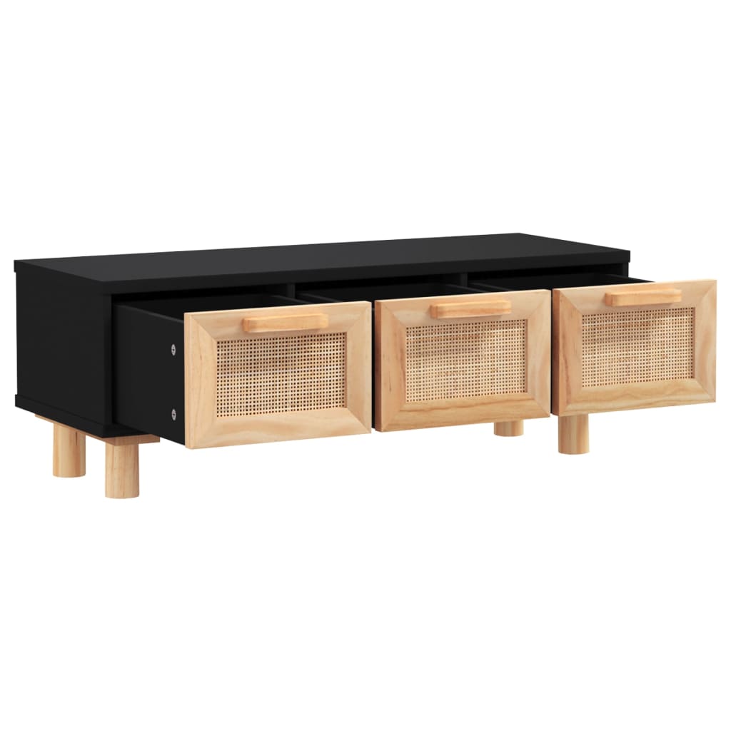 Sohvapöytä musta 80x40x30 cm tekninen puu ja täysi mänty - Sisustajankoti.fi