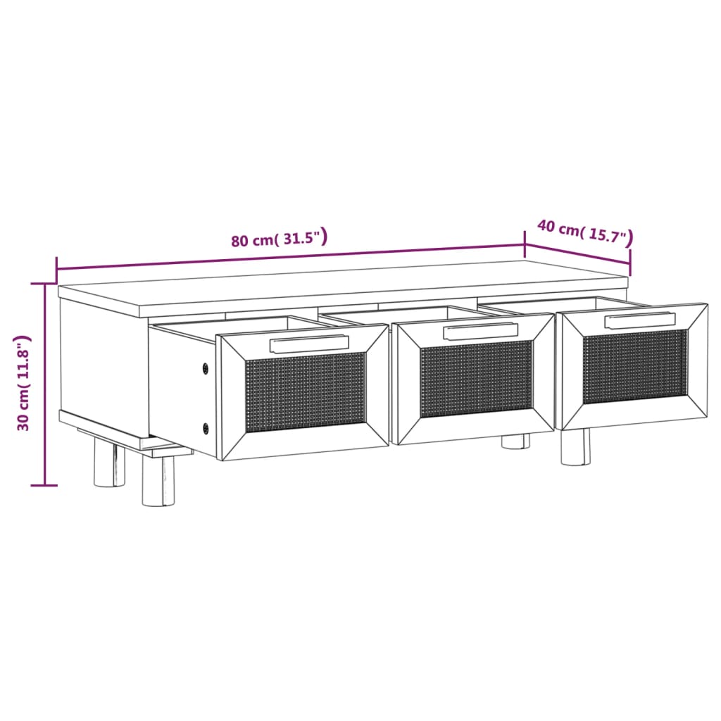 Sohvapöytä ruskea 80x40x30 cm tekninen puu ja täysi mänty - Sisustajankoti.fi