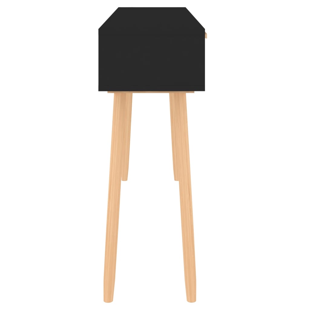 Konsolipöytä musta 105x30x75 cm täysi mänty ja rottinki - Sisustajankoti.fi
