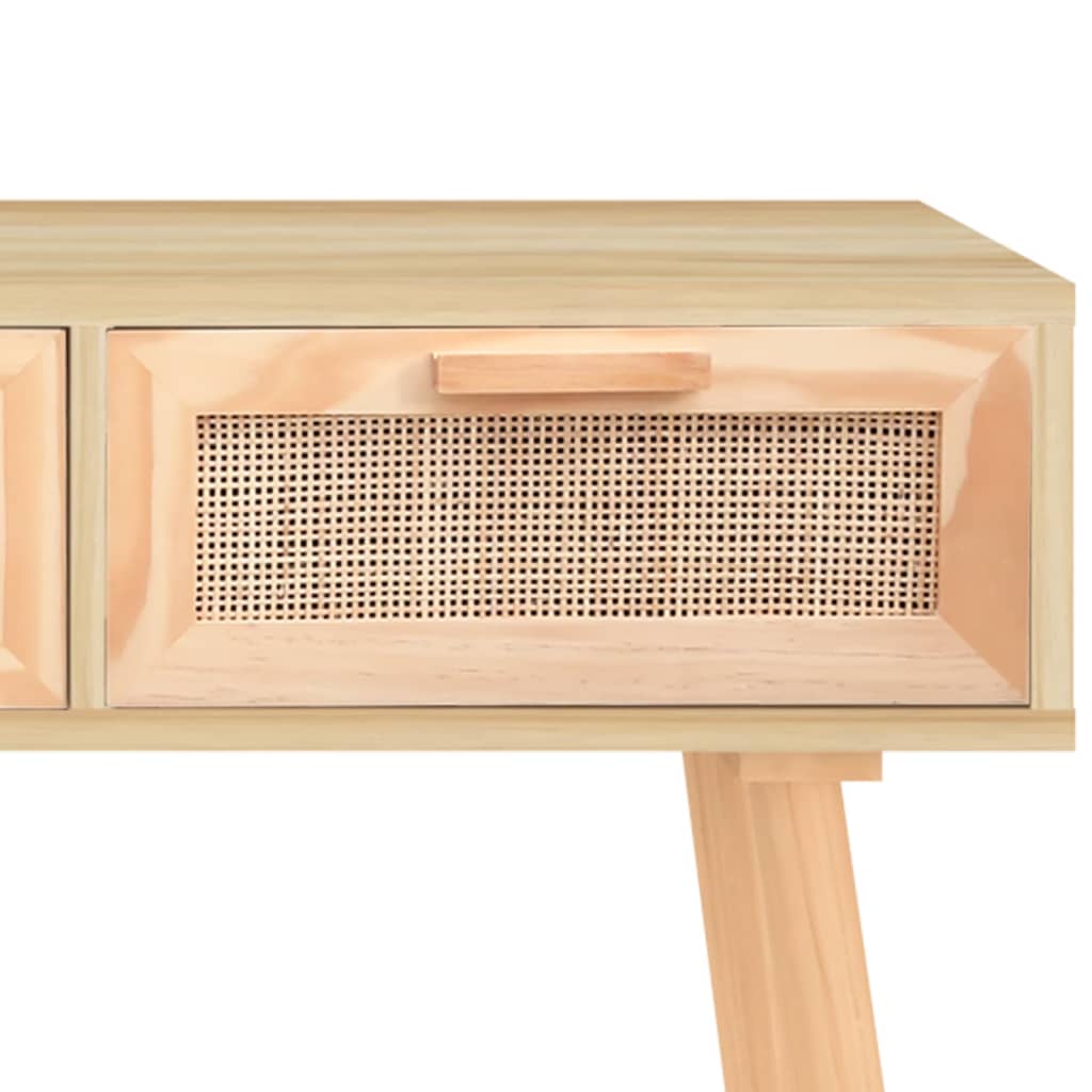 Konsolipöytä ruskea 105x30x75 cm täysi mänty ja rottinki - Sisustajankoti.fi