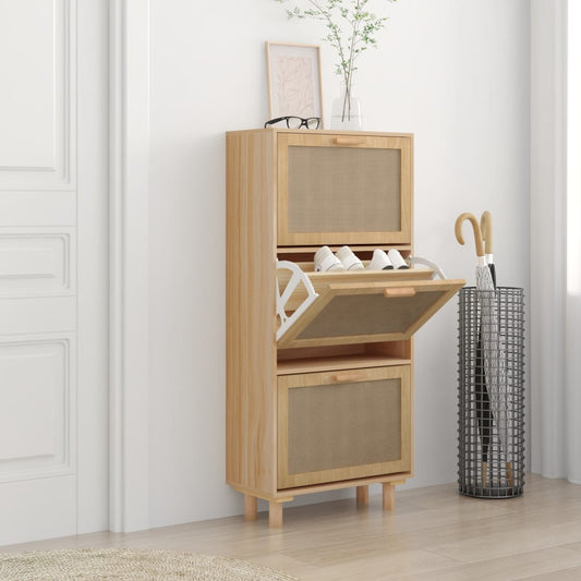 Kenkäkaappi ruskea 52x25x115 cm tekninen puu/luonnonrottinki - Sisustajankoti.fi