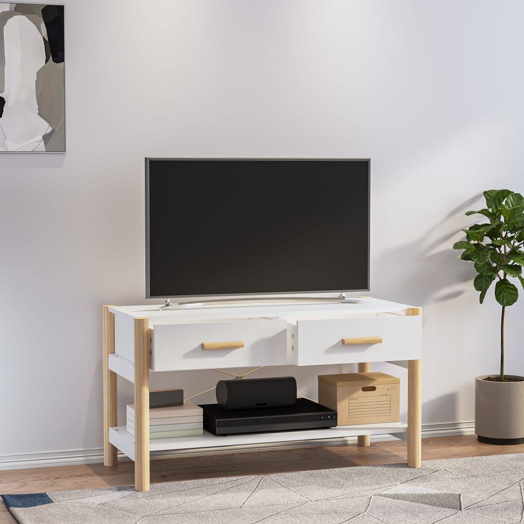 TV-taso valkoinen 82x38x45 cm tekninen puu - Sisustajankoti.fi