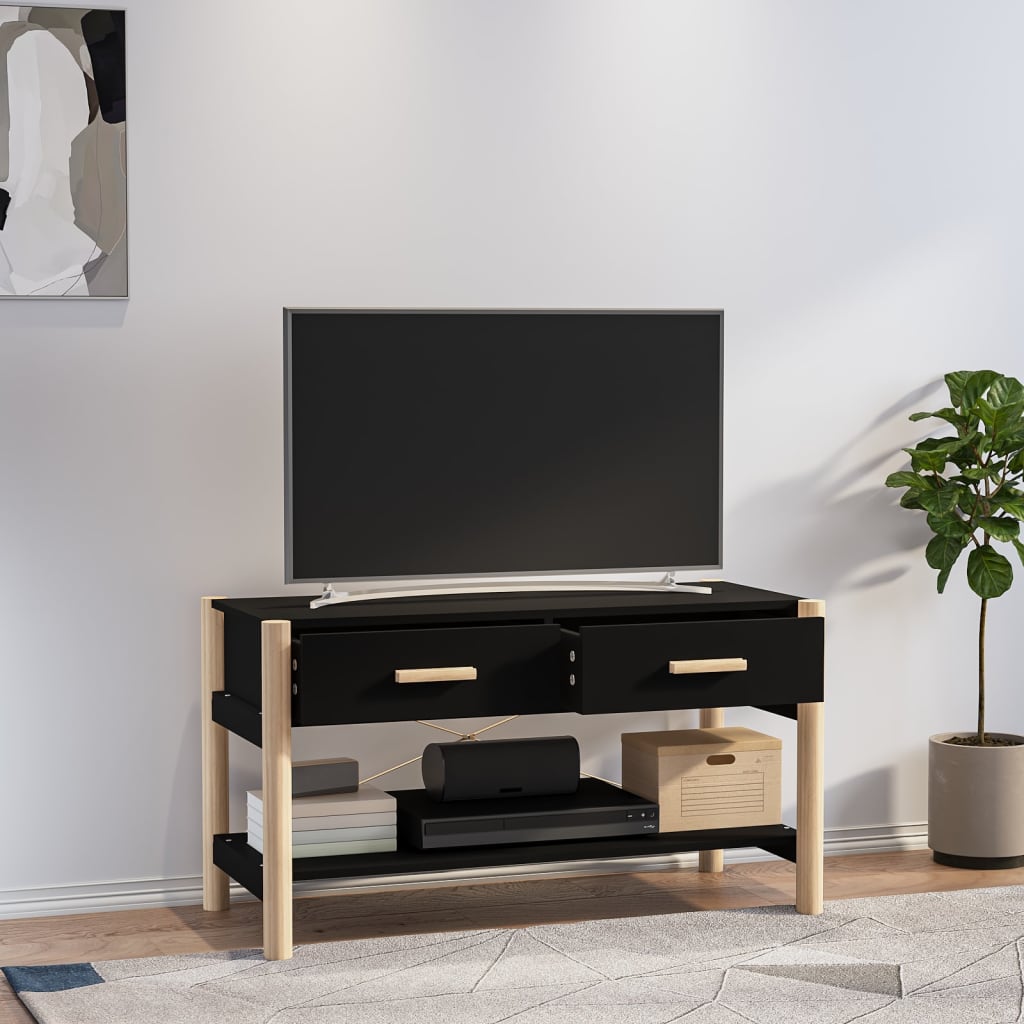 TV-taso musta 82x38x45 cm tekninen puu - Sisustajankoti.fi