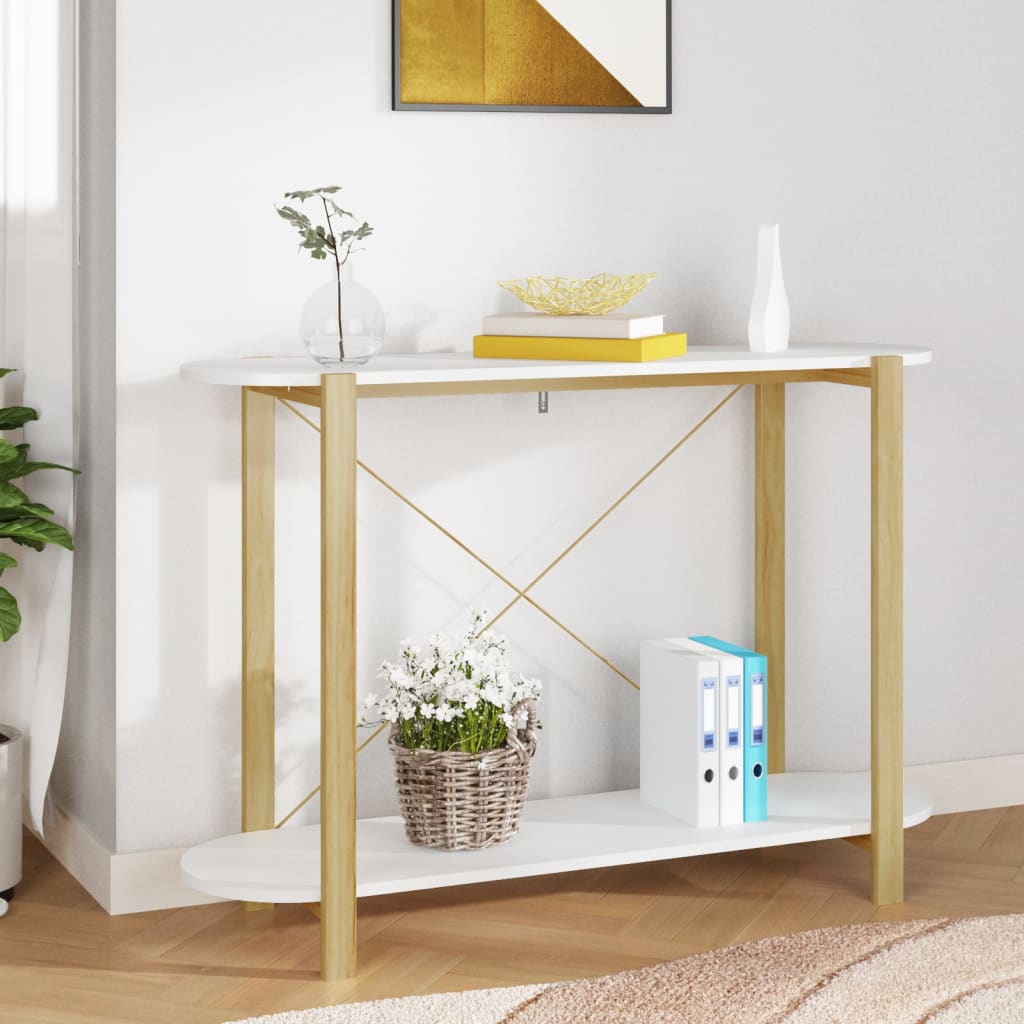 Konsolipöytä valkoinen 110x38x75 cm tekninen puu - Sisustajankoti.fi