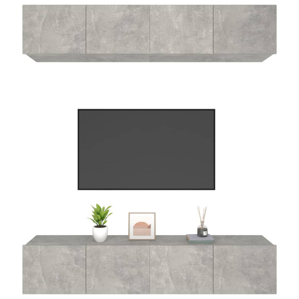 TV-kaapit 4 kpl betoninharmaa 80x30x30 cm tekninen puu - Sisustajankoti.fi