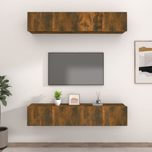 TV-kaapit 4 kpl savutammi 80x30x30 cm tekninen puu - Sisustajankoti.fi