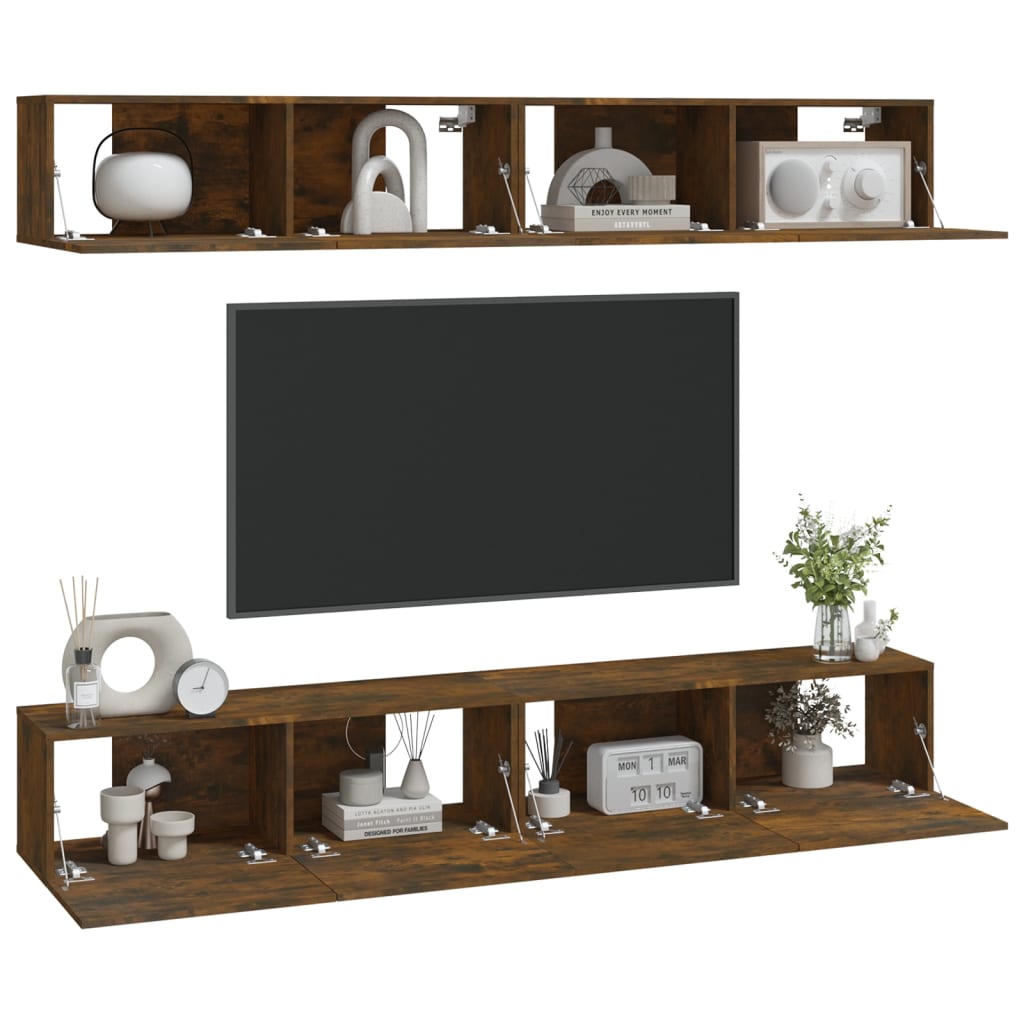 TV-seinäkaapit 4 kpl savutammi 100x30x30 cm - Sisustajankoti.fi