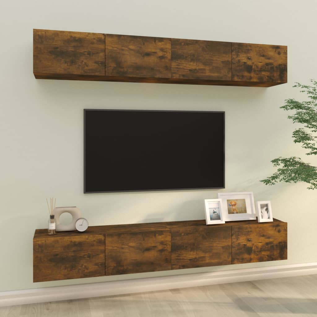 TV-seinäkaapit 4 kpl savutammi 100x30x30 cm - Sisustajankoti.fi