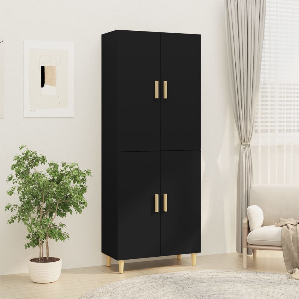 Kaappi musta 70x34x180 cm tekninen puu - Sisustajankoti.fi