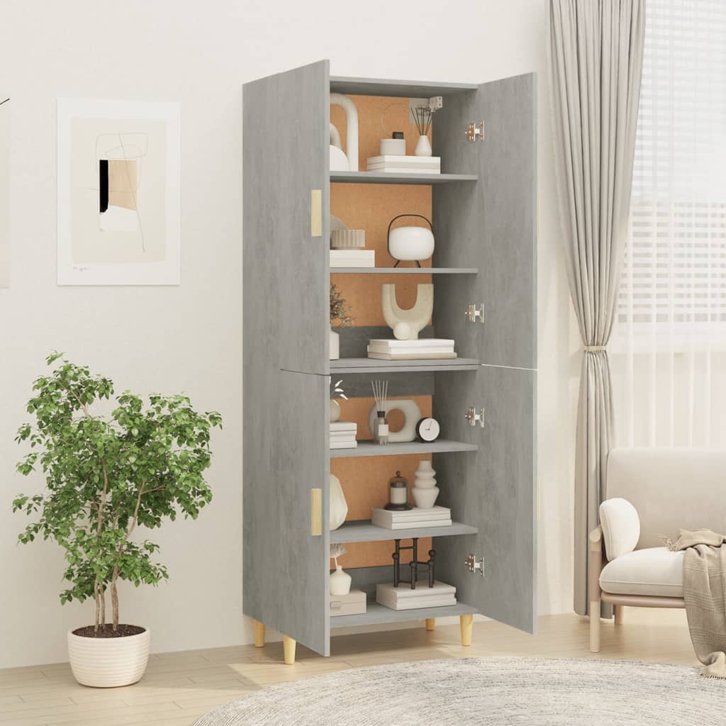 Kaappi betoninharmaa 70x34x180 cm tekninen puu - Sisustajankoti.fi