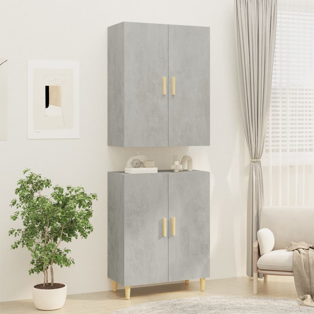 Kaappi betoninharmaa 70x34x180 cm tekninen puu - Sisustajankoti.fi