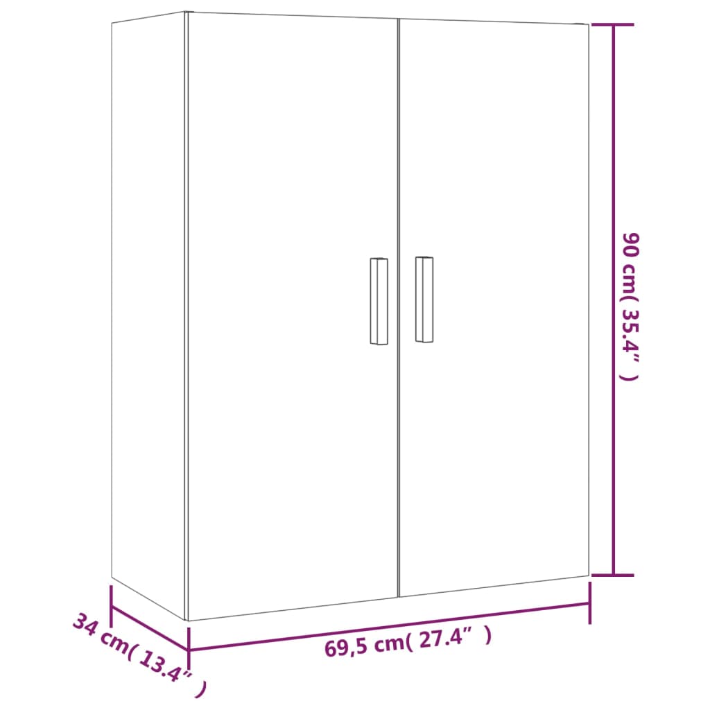 Kaappi betoninharmaa 70x34x180 cm tekninen puu - Sisustajankoti.fi