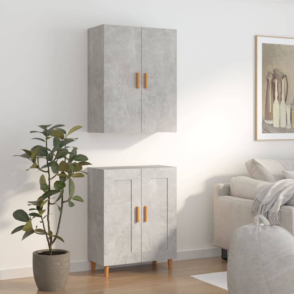 Kaappi betoninharmaa 70x34x180 cm tekninen puu - Sisustajankoti.fi