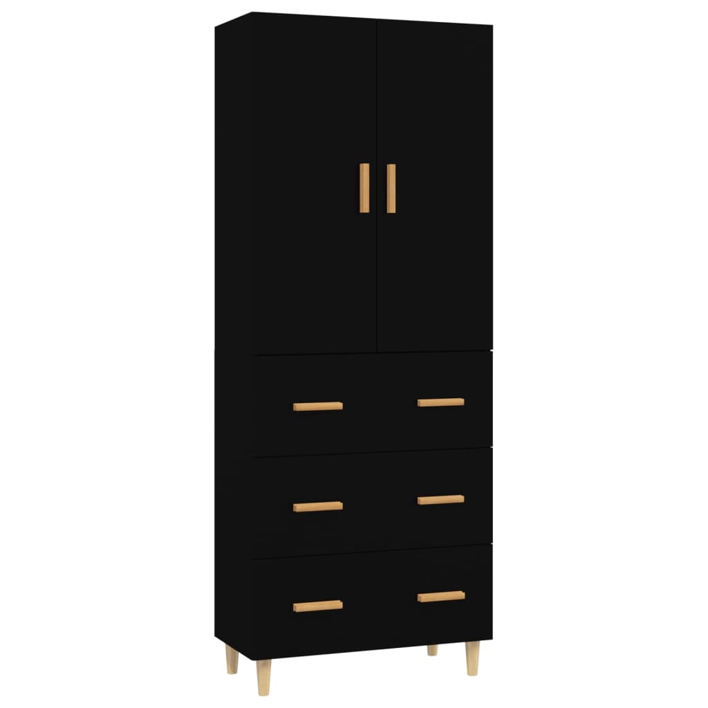 Kaappi musta 70x34x180 cm tekninen puu - Sisustajankoti.fi