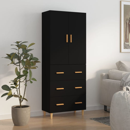 Kaappi musta 70x34x180 cm tekninen puu - Sisustajankoti.fi