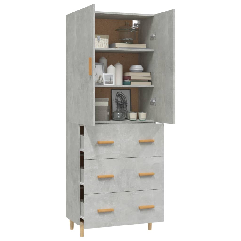 Kaappi betoninharmaa 70x34x180 cm tekninen puu - Sisustajankoti.fi