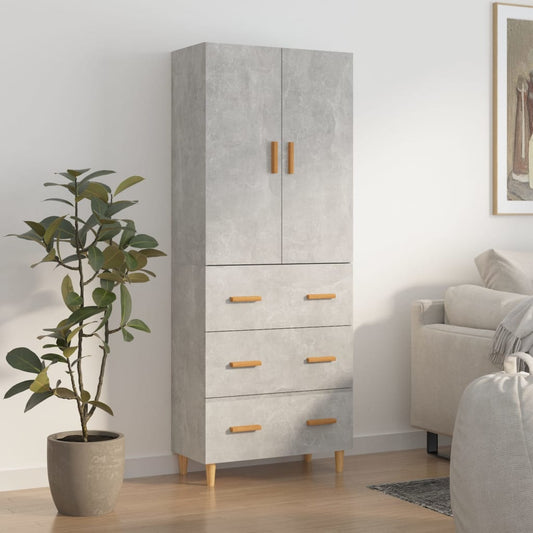 Kaappi betoninharmaa 70x34x180 cm tekninen puu - Sisustajankoti.fi