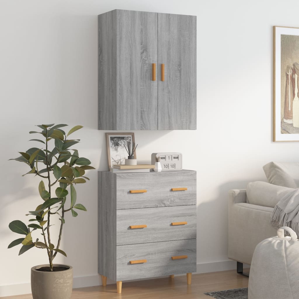 Kaappi harmaa Sonoma 70x34x180 cm tekninen puu - Sisustajankoti.fi