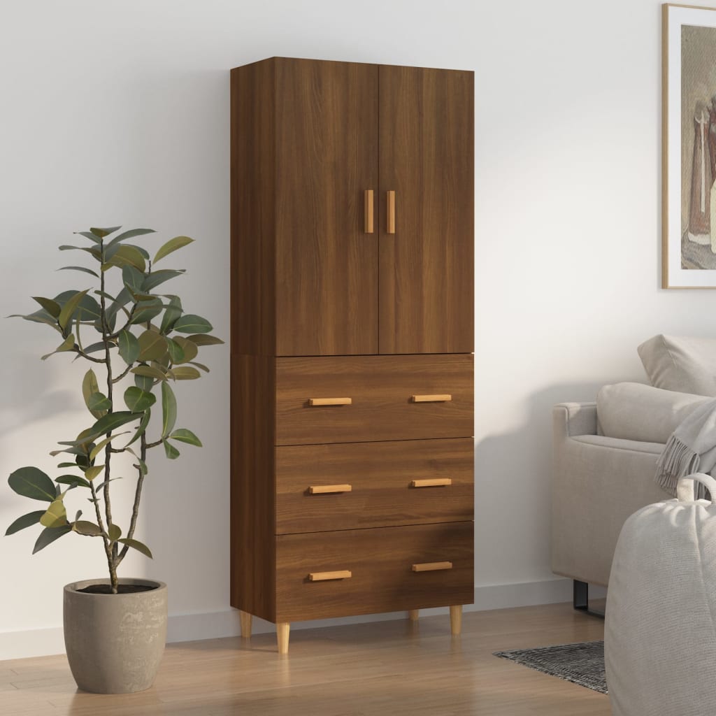 Kaappi ruskea tammi 70x34x180 cm tekninen puu - Sisustajankoti.fi