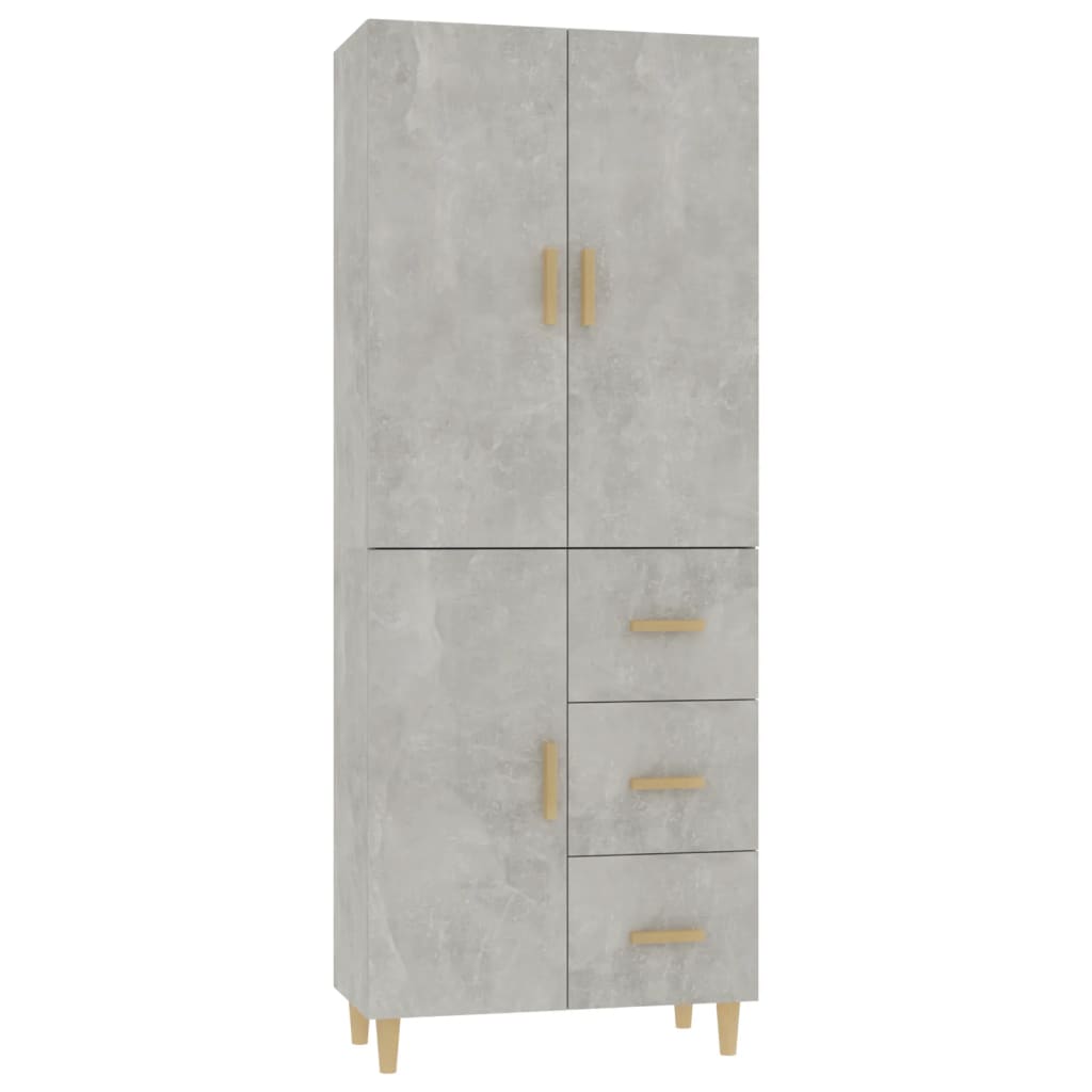 Kaappi betoninharmaa 69,5x34x180 cm tekninen puu - Sisustajankoti.fi