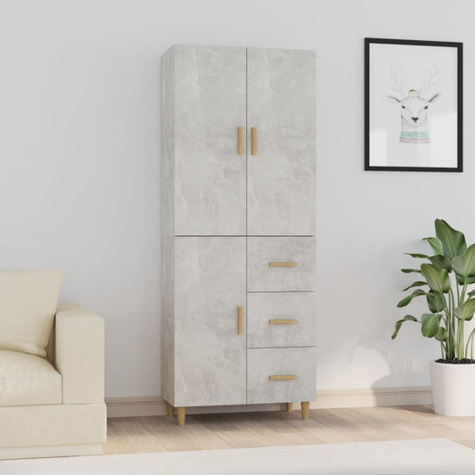 Kaappi betoninharmaa 69,5x34x180 cm tekninen puu - Sisustajankoti.fi