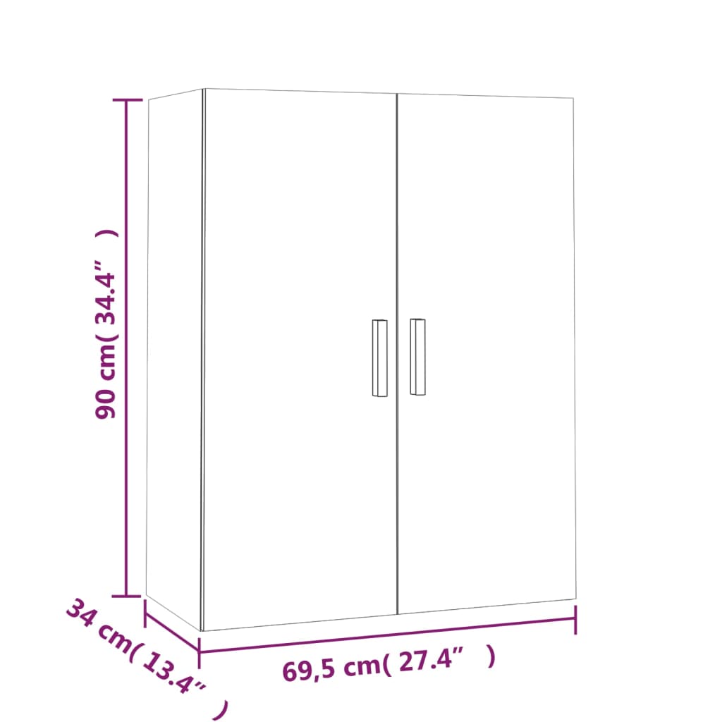 Kaappi korkeakiilto valkoinen 69,5x34x179 cm tekninen puu - Sisustajankoti.fi