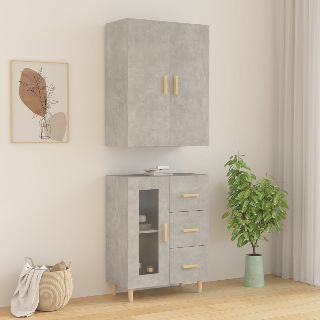 Kaappi betoninharmaa 69,5x34x180 cm tekninen puu - Sisustajankoti.fi