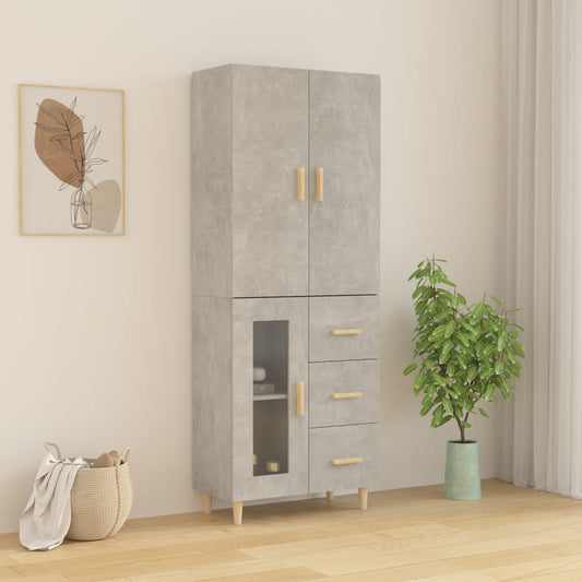 Kaappi betoninharmaa 69,5x34x180 cm tekninen puu - Sisustajankoti.fi