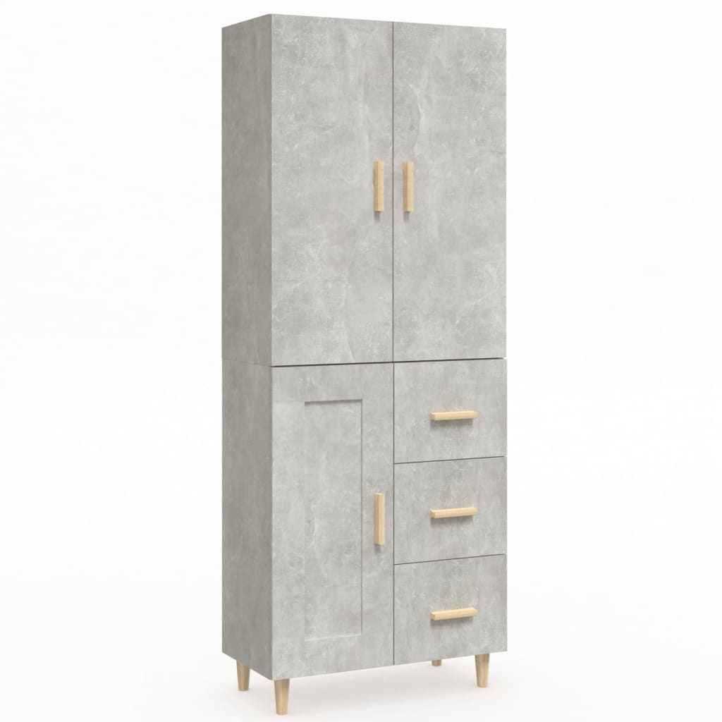 Kaappi betoninharmaa 69,5x34x180 cm tekninen puu - Sisustajankoti.fi