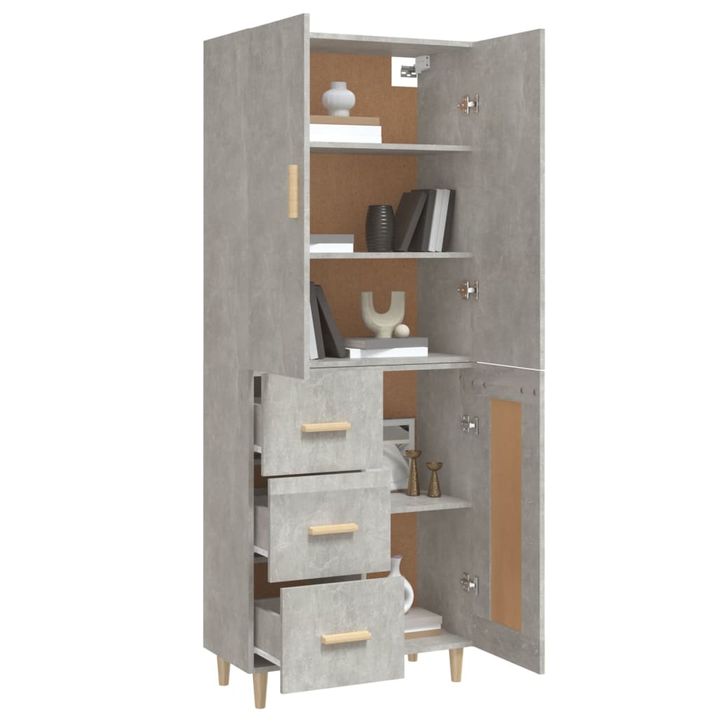 Kaappi betoninharmaa 69,5x34x180 cm tekninen puu - Sisustajankoti.fi