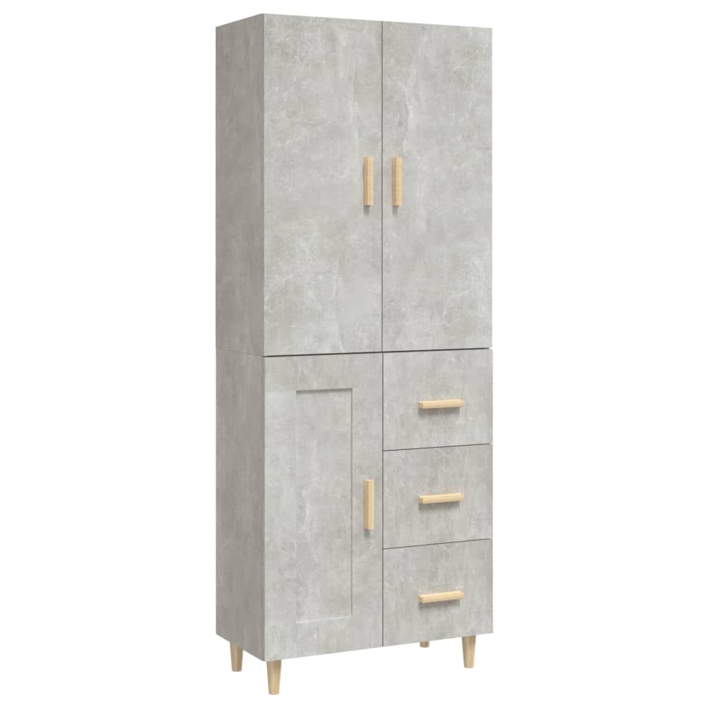 Kaappi betoninharmaa 69,5x34x180 cm tekninen puu - Sisustajankoti.fi